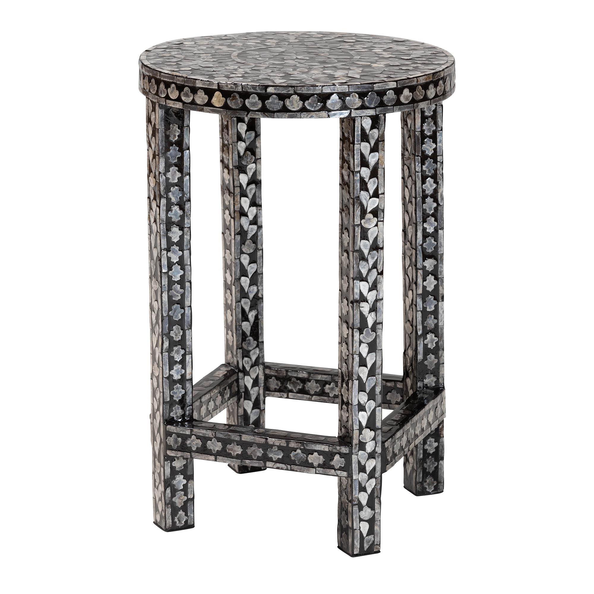Bali & Pari Elara Coastal and Mother of Pearl Capiz Shell End Table