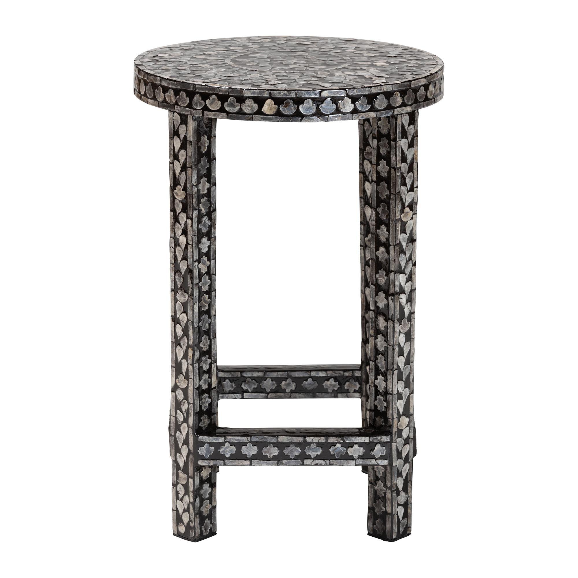 Bali & Pari Elara Coastal and Mother of Pearl Capiz Shell End Table