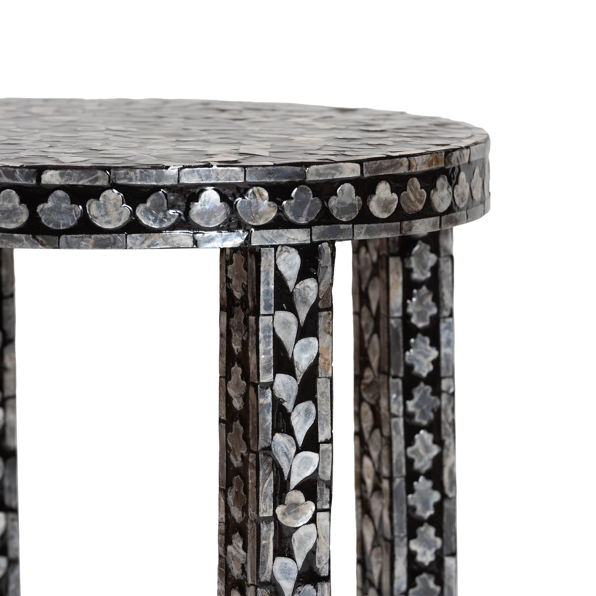 Bali & Pari Elara Coastal and Mother of Pearl Capiz Shell End Table