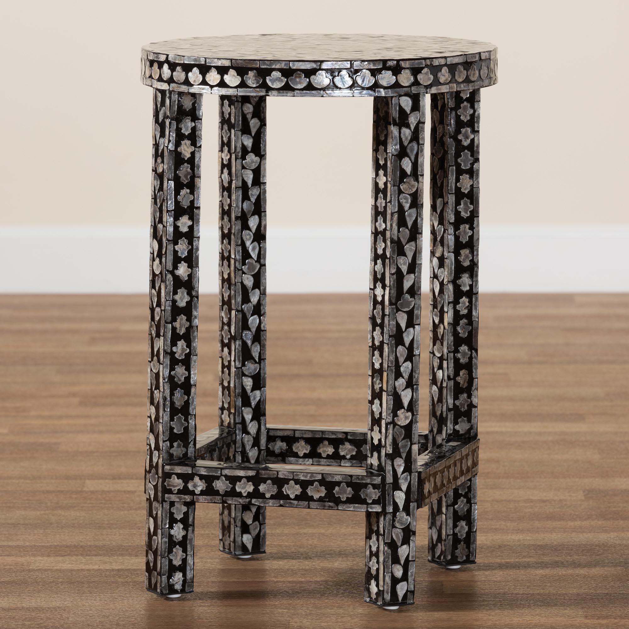 bali & pari Elara Coastal and Mother of Pearl Capiz Shell End Table
