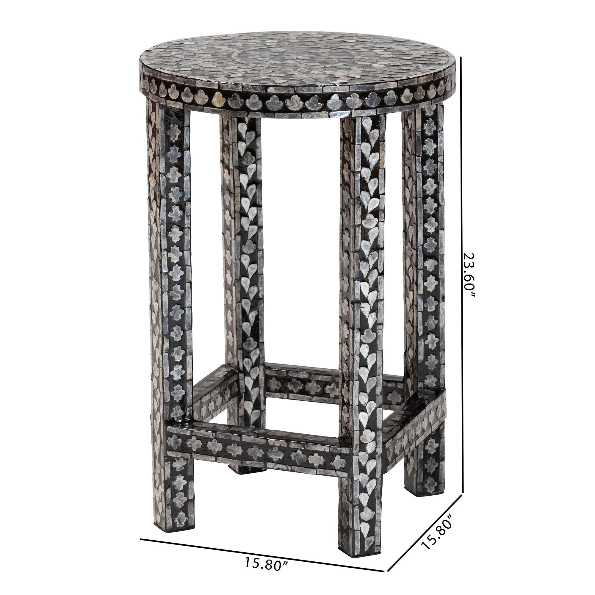 Bali & Pari Elara Coastal and Mother of Pearl Capiz Shell End Table