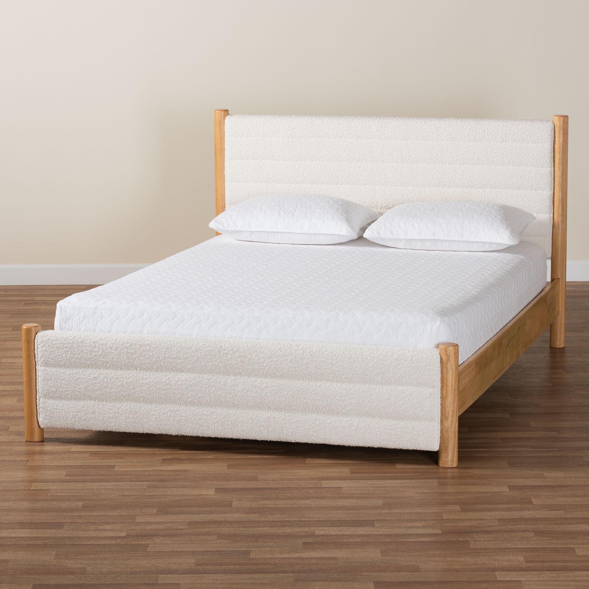 Eilert Modern Cream Boucle and Wood Bed