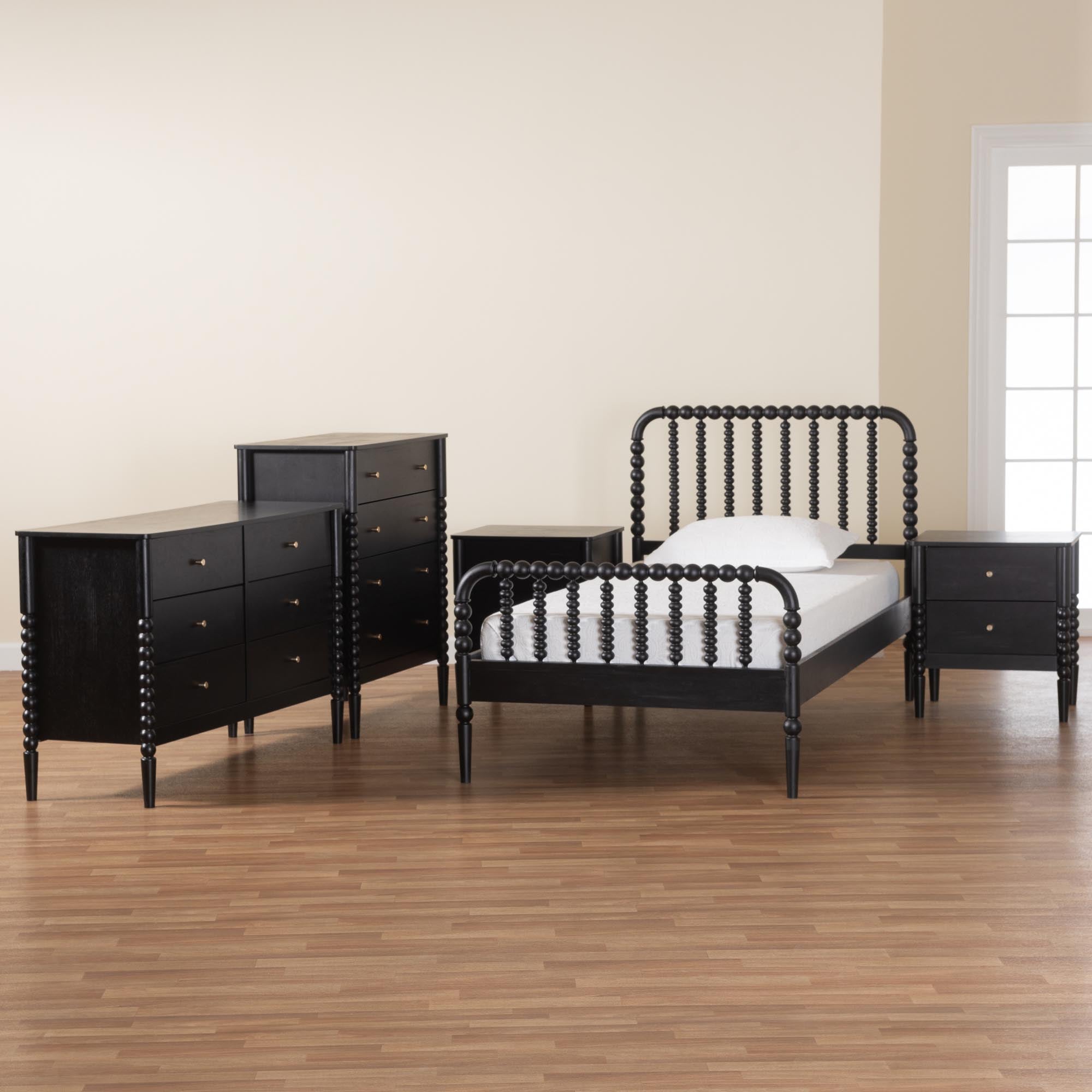 Lucera Mid-Century 5-Piece Bobbin Bedroom Set