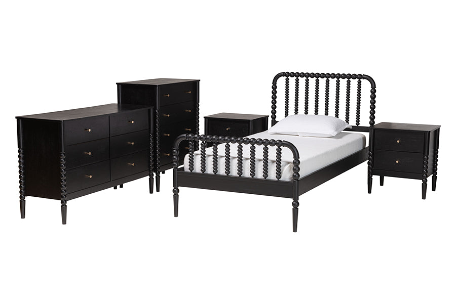 Lucera Mid-Century 5-Piece Bobbin Bedroom Set