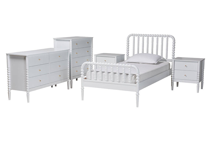 Lucera Mid-Century 5-Piece Bobbin Bedroom Set