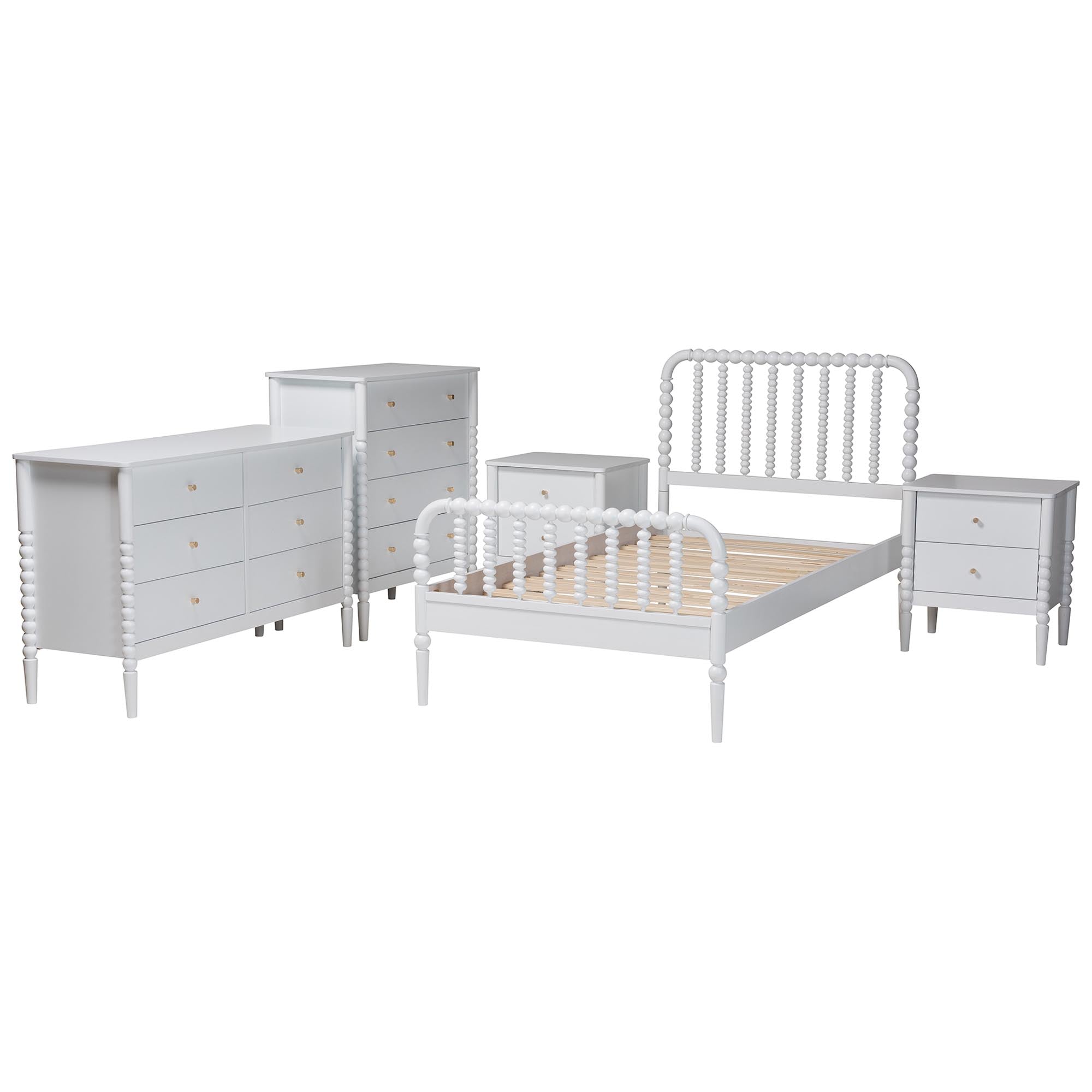 Lucera Mid-Century 5-Piece Bobbin Bedroom Set