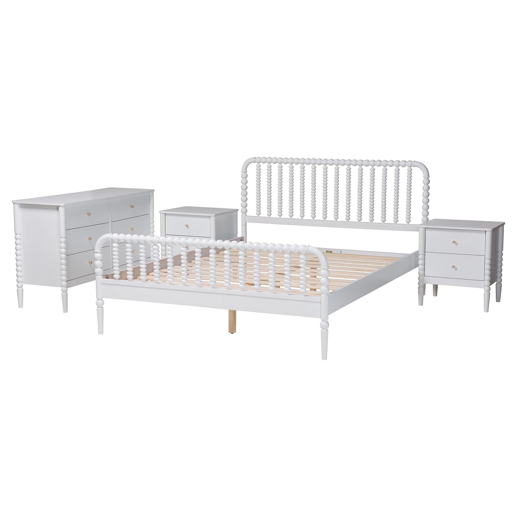 Lucera Mid-Century 4-Piece Bobbin Bedroom Set