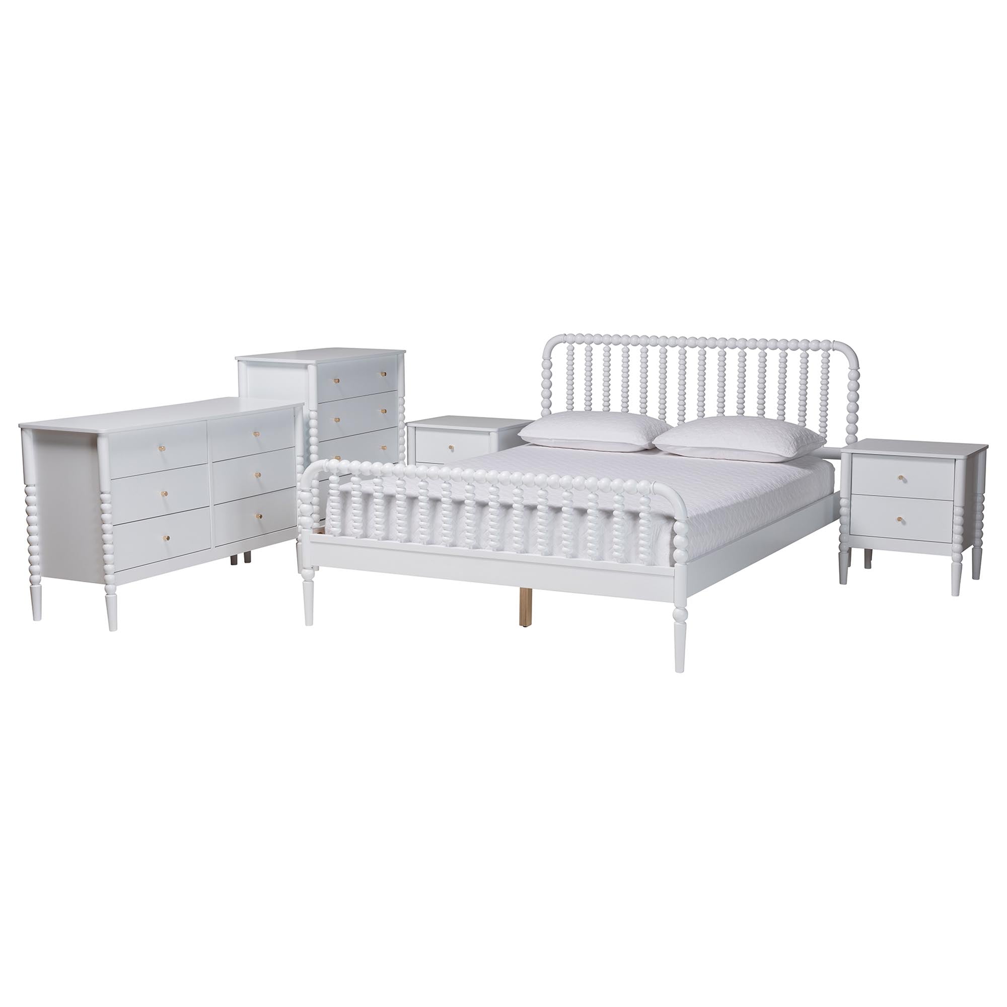 Lucera Mid-Century 5-Piece Bobbin Bedroom Set
