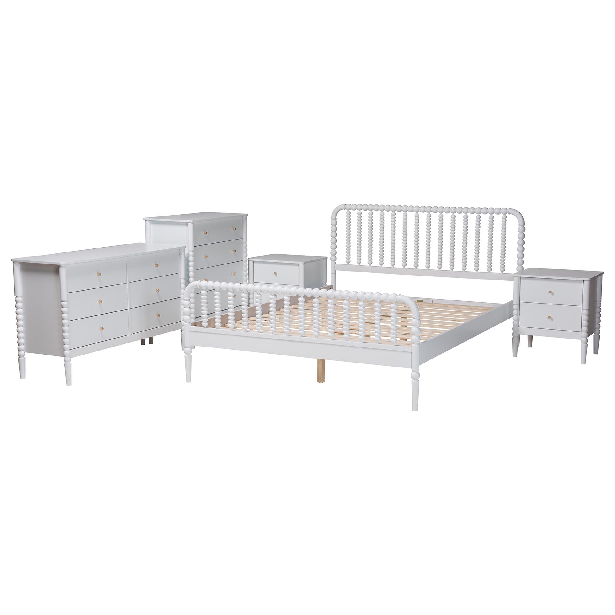 Lucera Mid-Century 5-Piece Bobbin Bedroom Set