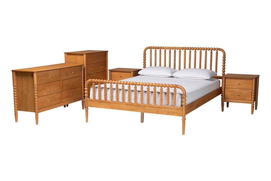 Lucera Mid-Century 5-Piece Bobbin Bedroom Set