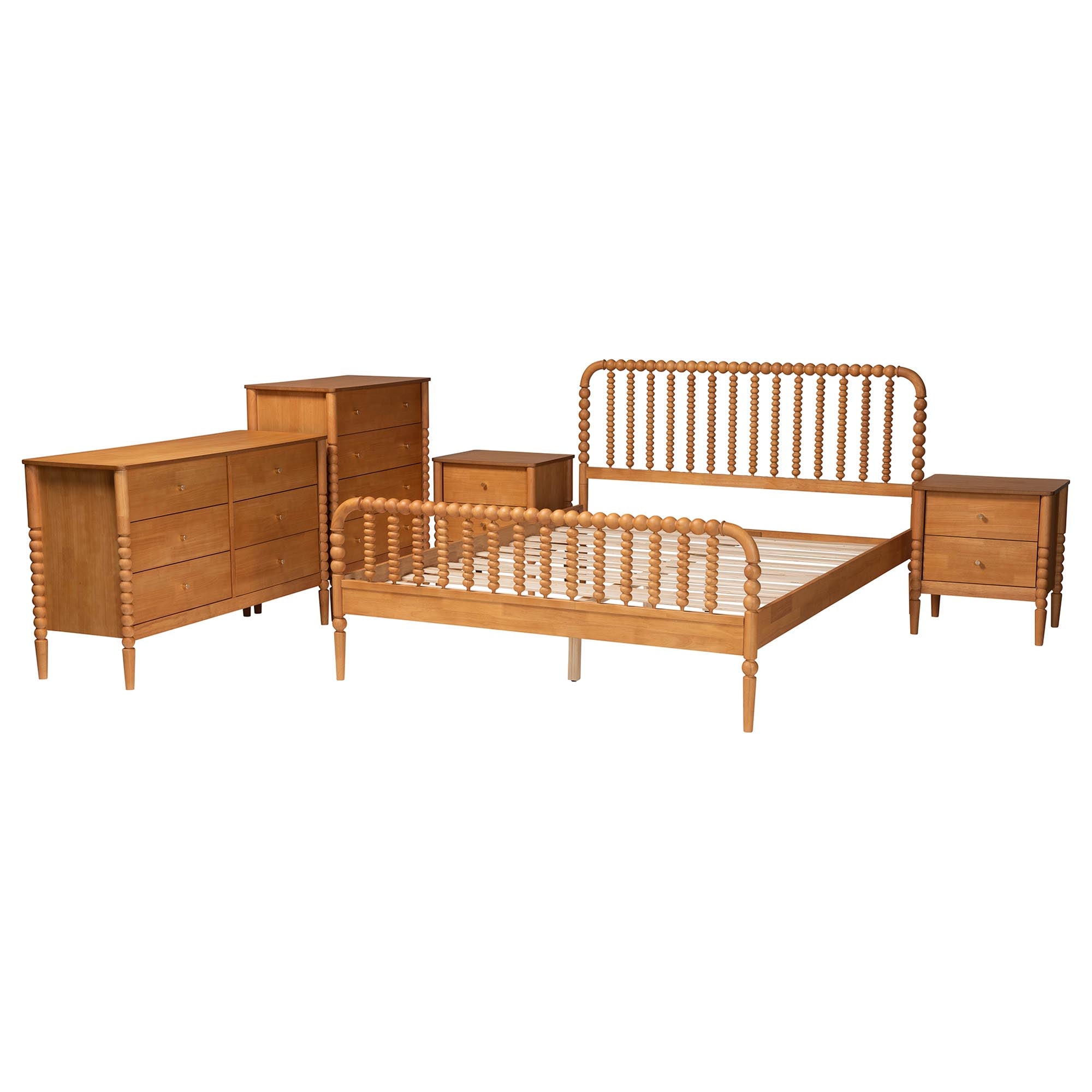 Lucera Mid-Century 5-Piece Bobbin Bedroom Set