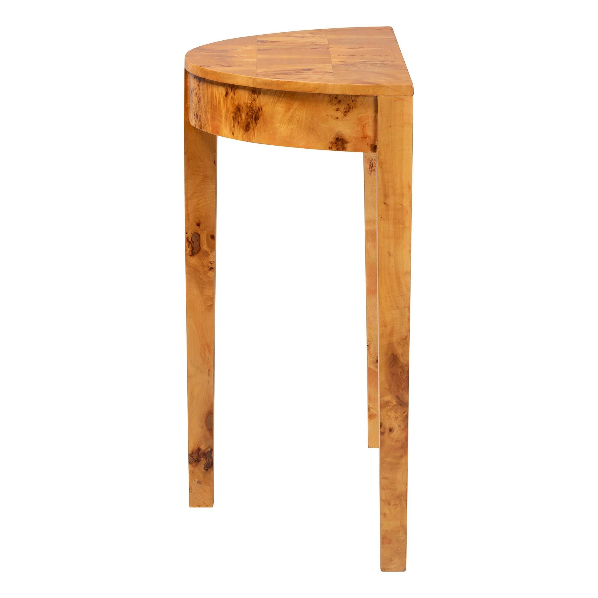 Bali & Pari Jihan Modern and Contemporary Real Burl Wood Half-Moon Console Table