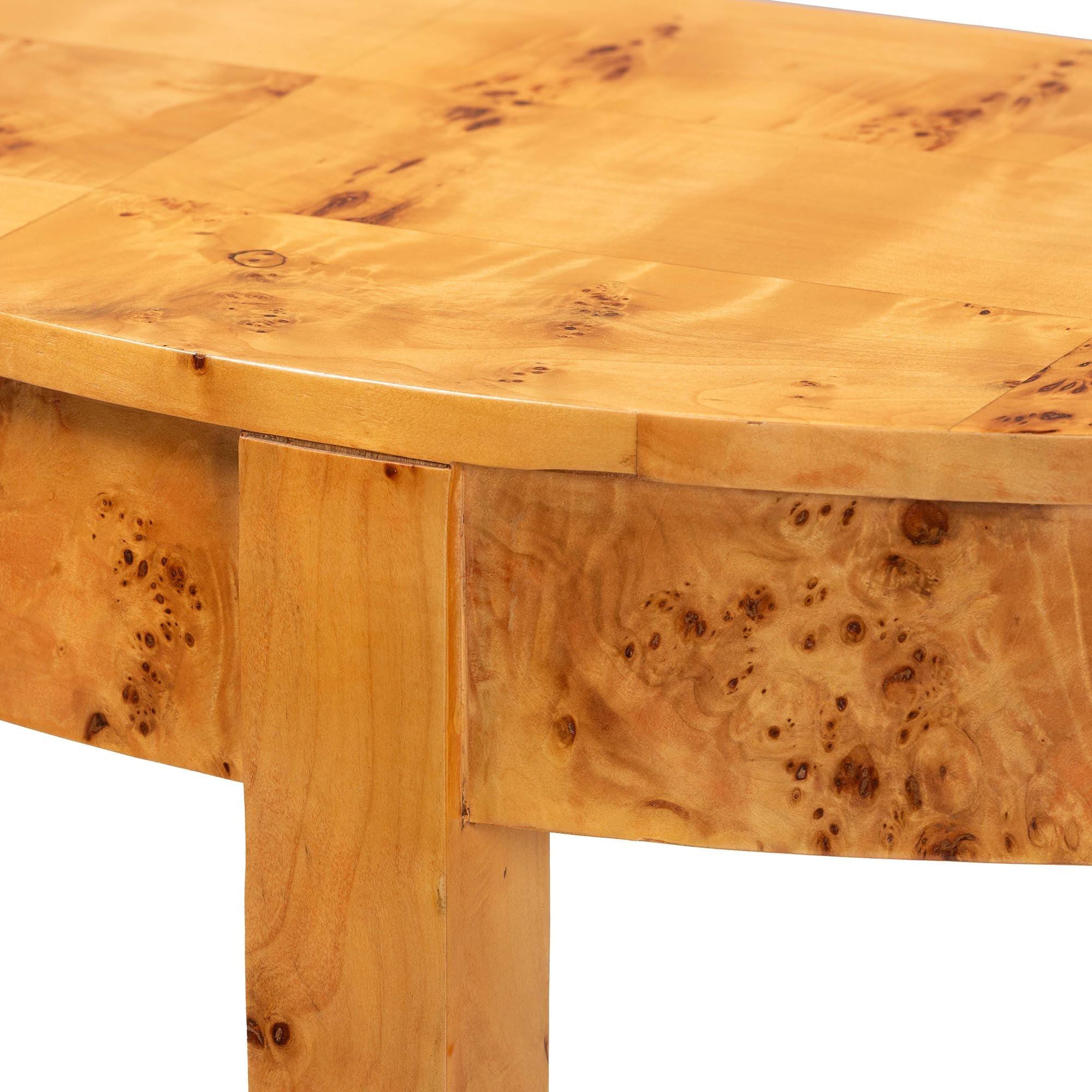 Bali & Pari Jihan Modern and Contemporary Real Burl Wood Half-Moon Console Table