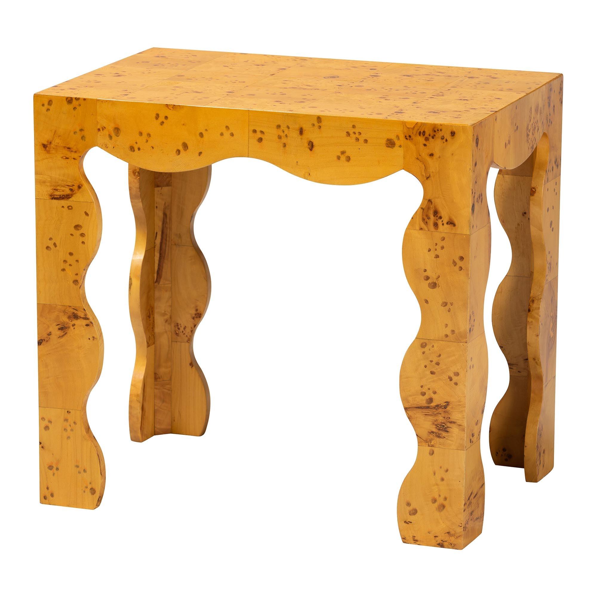 Bali & Pari Huxley Modern and Contemporary Real Burl Wood End Table