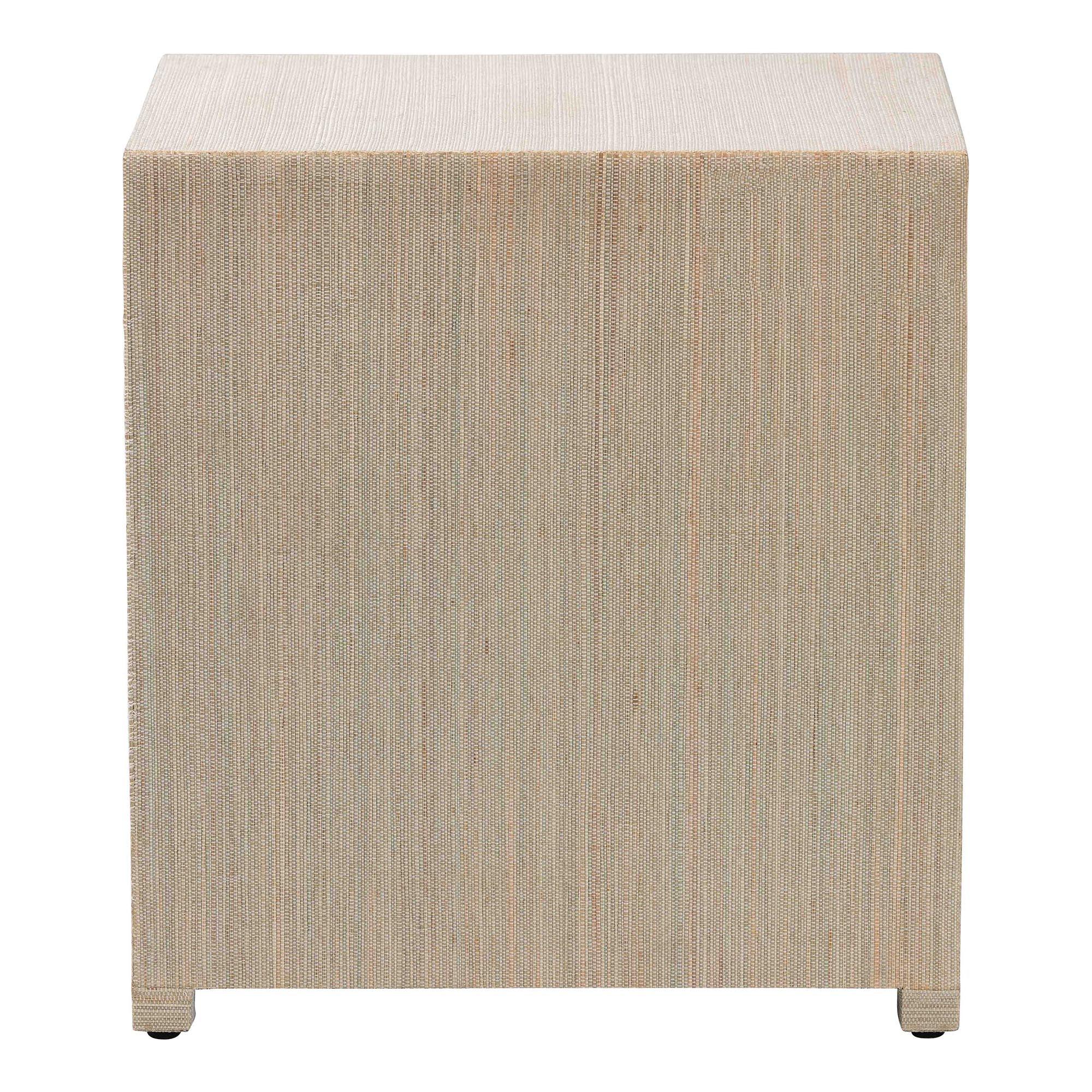Bali & Pari Quinn Bohemian Woven Grasscloth 3-Drawer Nightstand