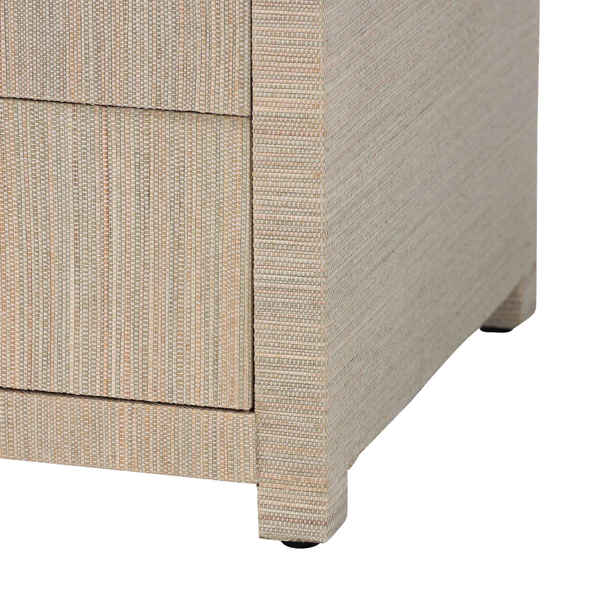 Bali & Pari Quinn Bohemian Woven Grasscloth 3-Drawer Nightstand