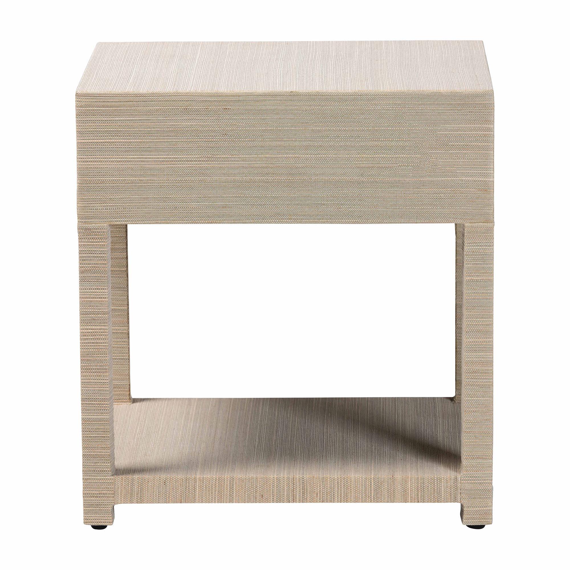 Bali & Pari Nata Bohemian Woven Grasscloth 1-Drawer Nightstand