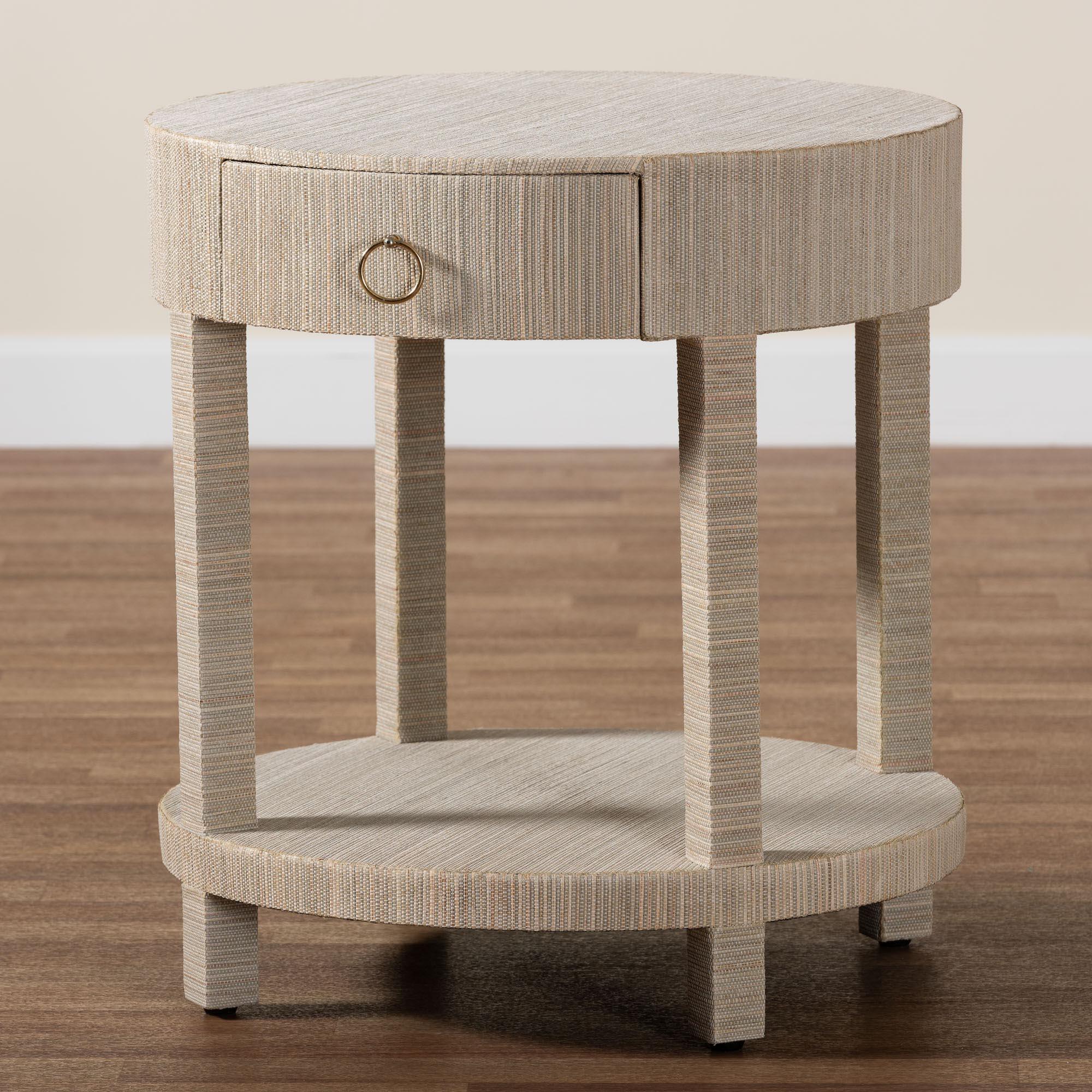 Bali & Pari Sadia Bohemian Woven Grasscloth 1-Drawer Nightstand