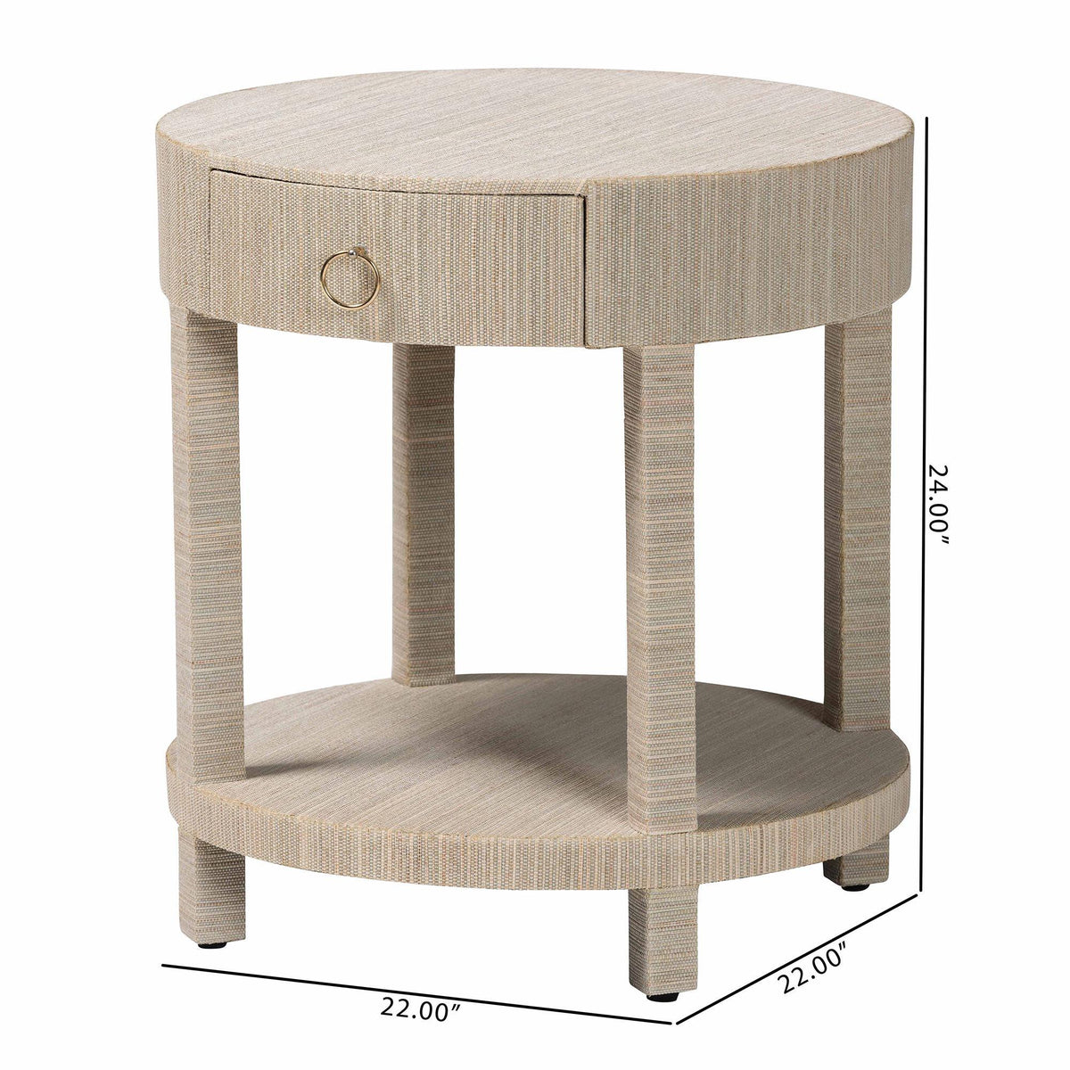 Bali & Pari Sadia Bohemian Woven Grasscloth 1-Drawer Nightstand