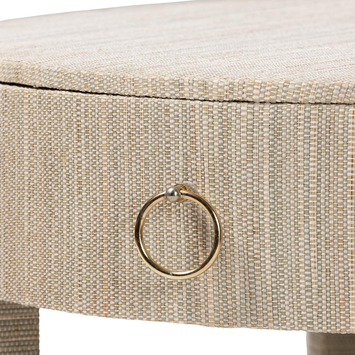 Bali & Pari Sadia Bohemian Woven Grasscloth 1-Drawer Nightstand