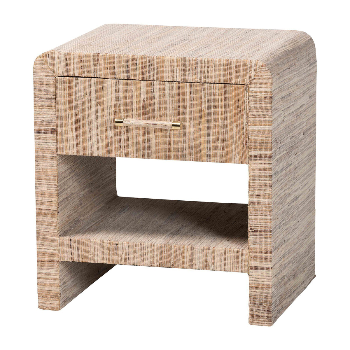 Bali & Pari Callan Bohemian Woven Grasscloth 1-Drawer Nightstand