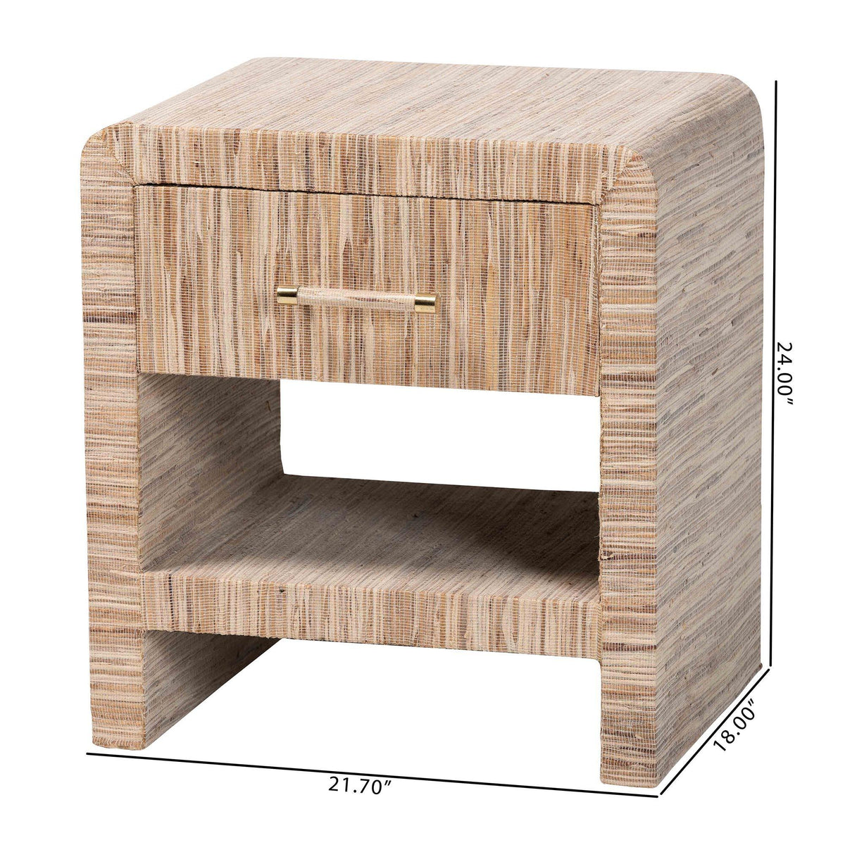 Bali & Pari Callan Bohemian Woven Grasscloth 1-Drawer Nightstand
