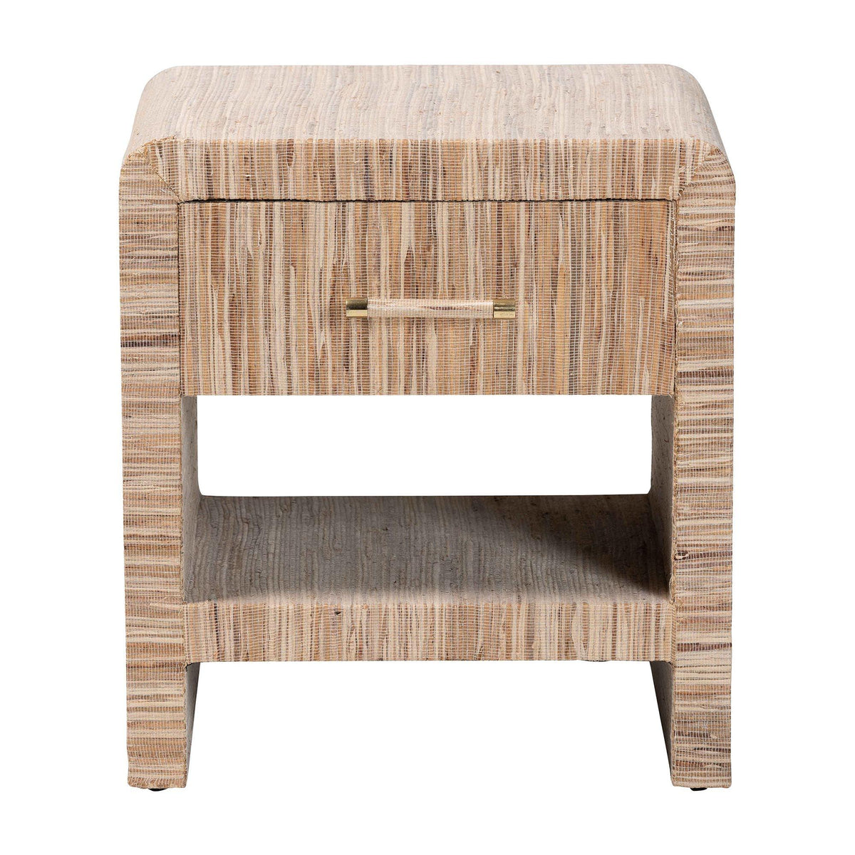 Bali & Pari Callan Bohemian Woven Grasscloth 1-Drawer Nightstand