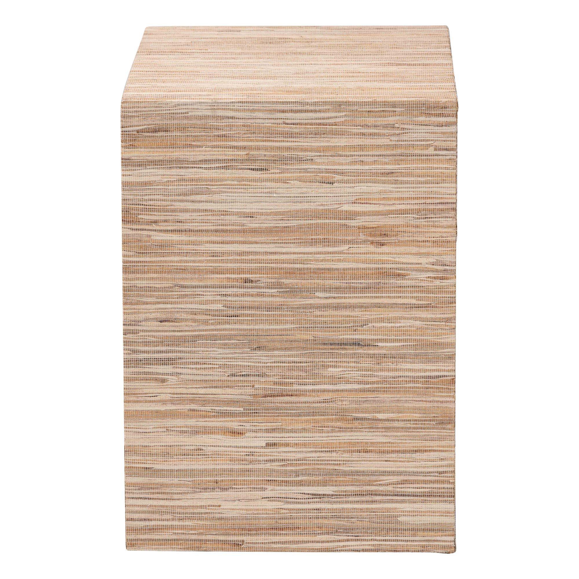 Bali & Pari Julia Bohemian Woven Grasscloth 1-Drawer Nightstand