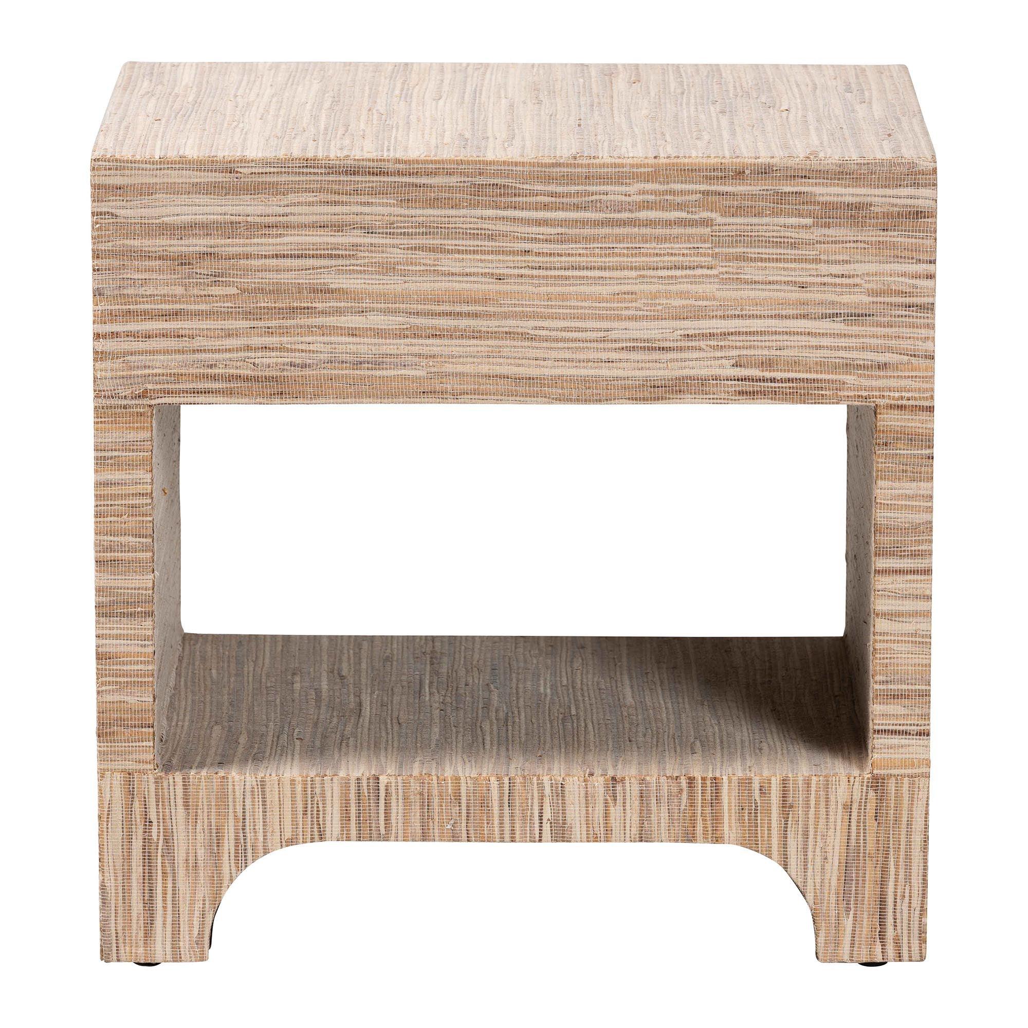 Bali & Pari Julia Bohemian Woven Grasscloth 1-Drawer Nightstand