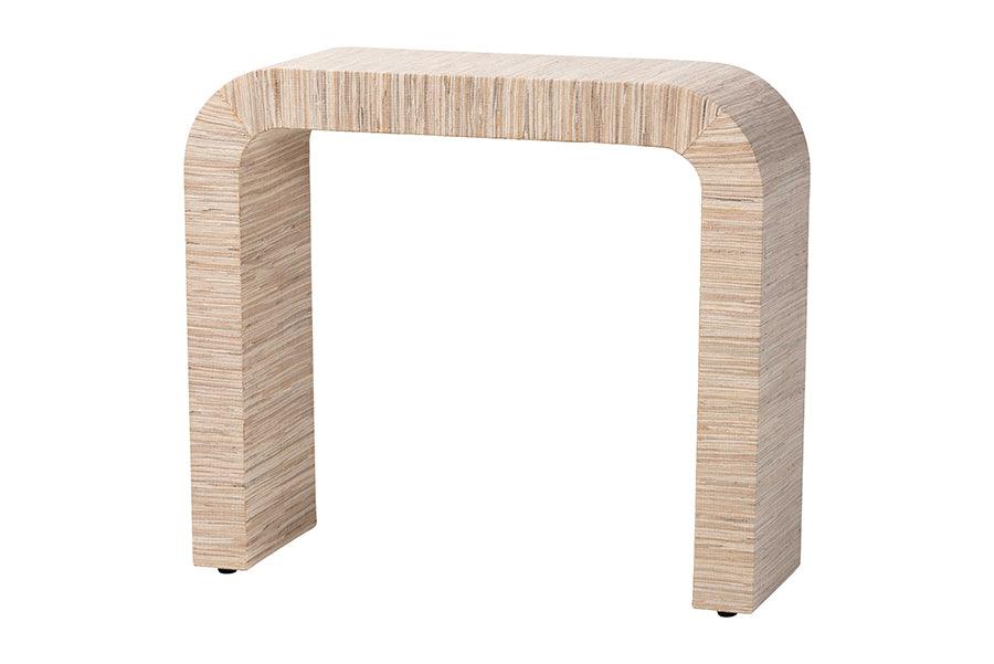 Bali & Pari Yareli Bohemian Woven Grasscloth Console Table