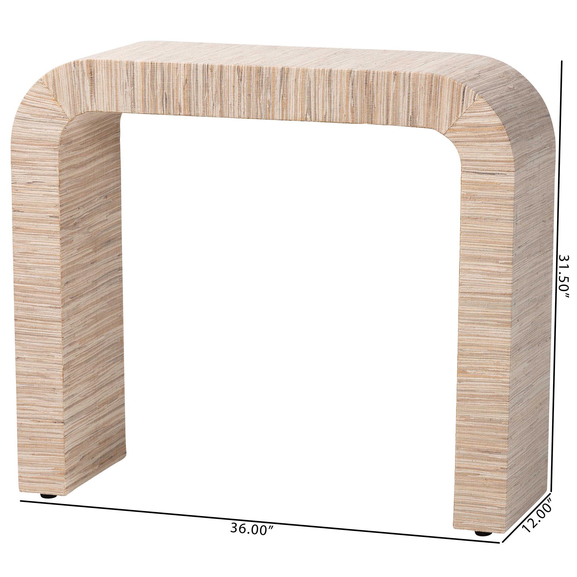 Bali & Pari Yareli Bohemian Woven Grasscloth Console Table