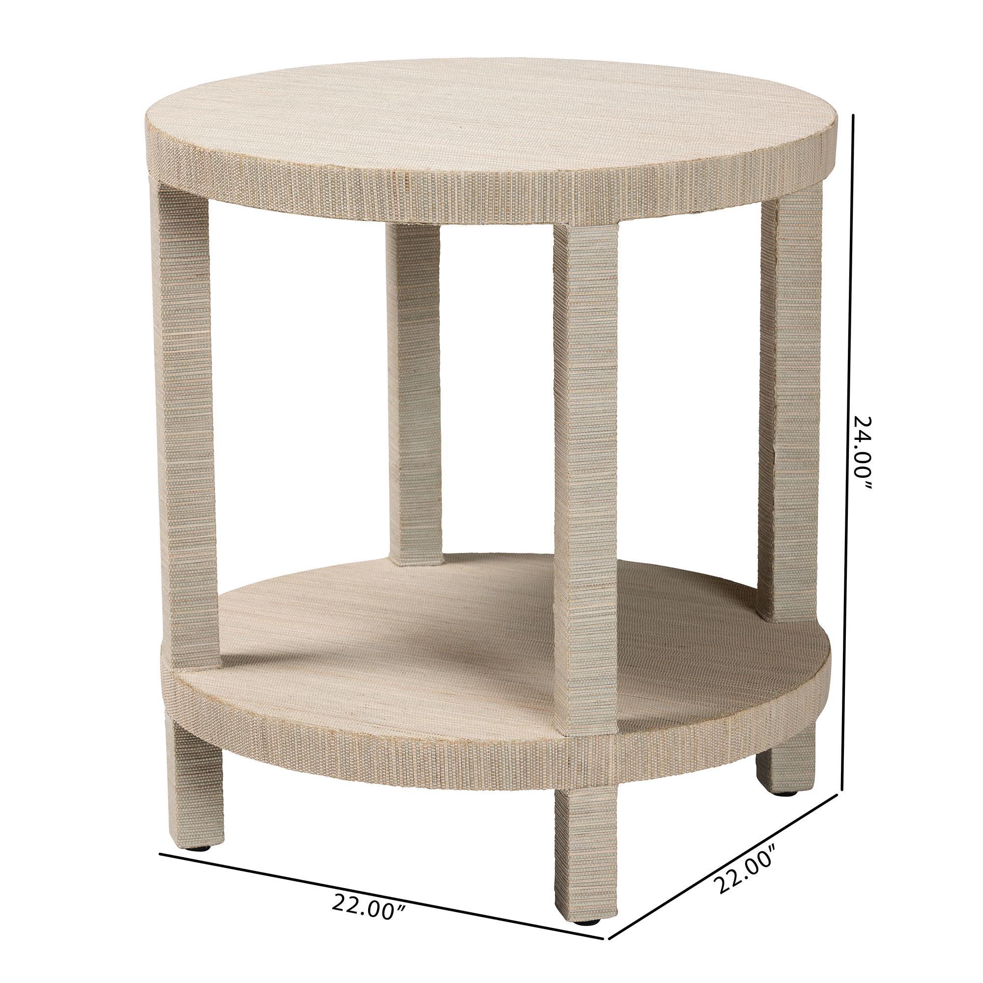 Bali & Pari Rocco Bohemian Woven Grasscloth End Table