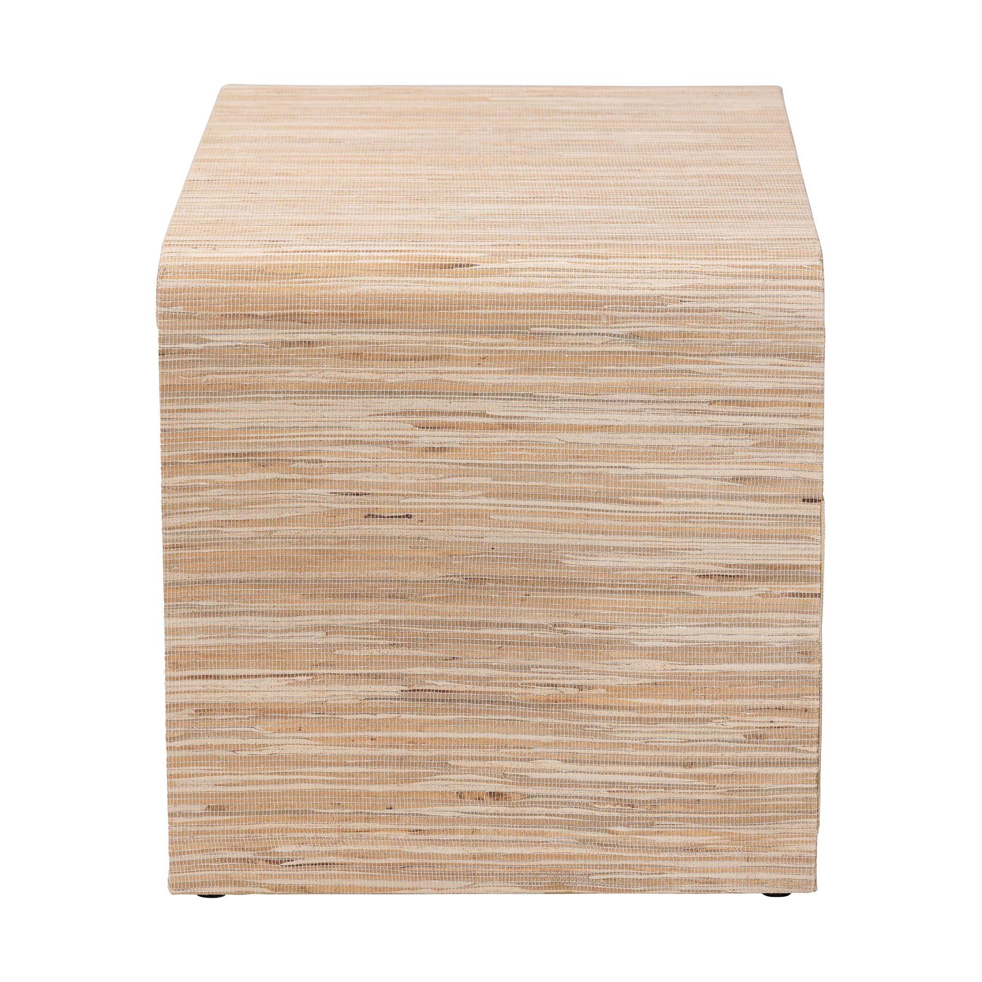 Bali & Pari Hannah Bohemian Woven Grasscloth 1-Drawer Nightstand