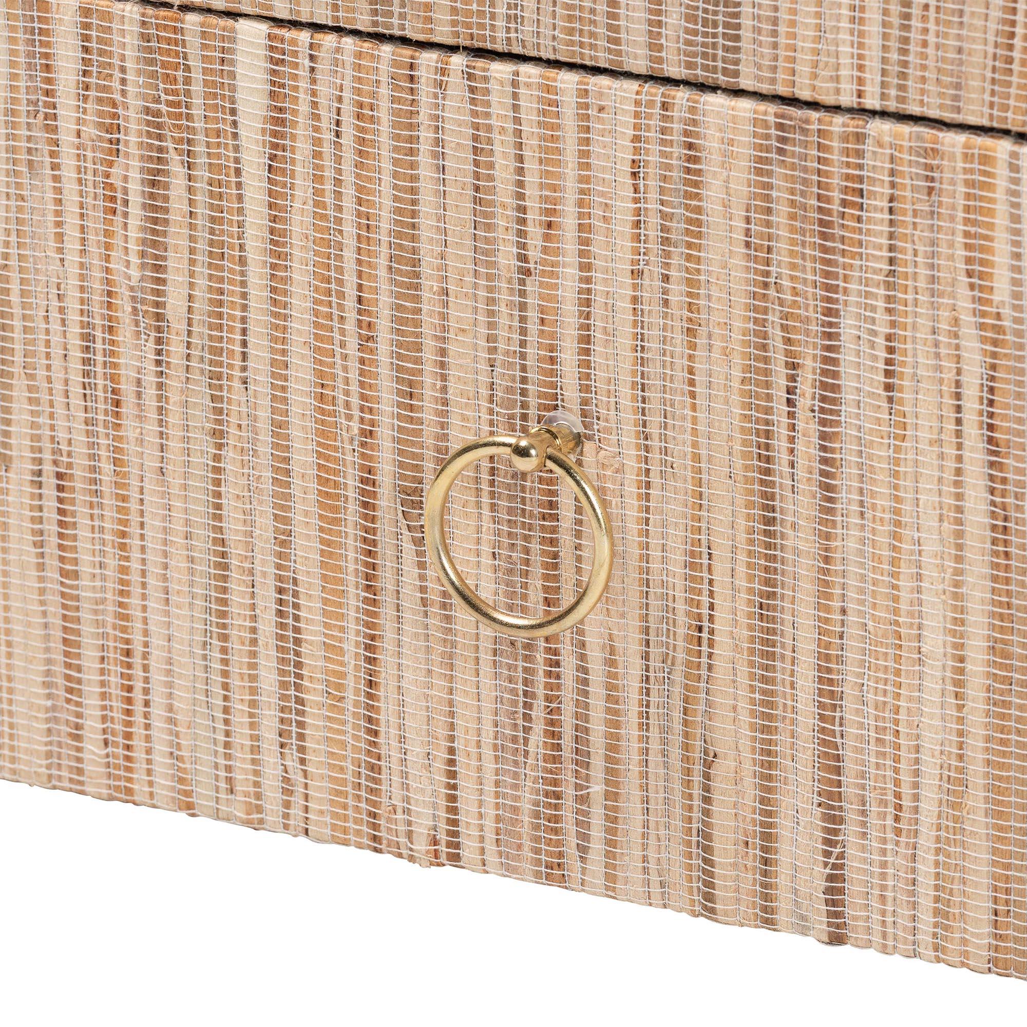 Bali & Pari Hannah Bohemian Woven Grasscloth 1-Drawer Nightstand