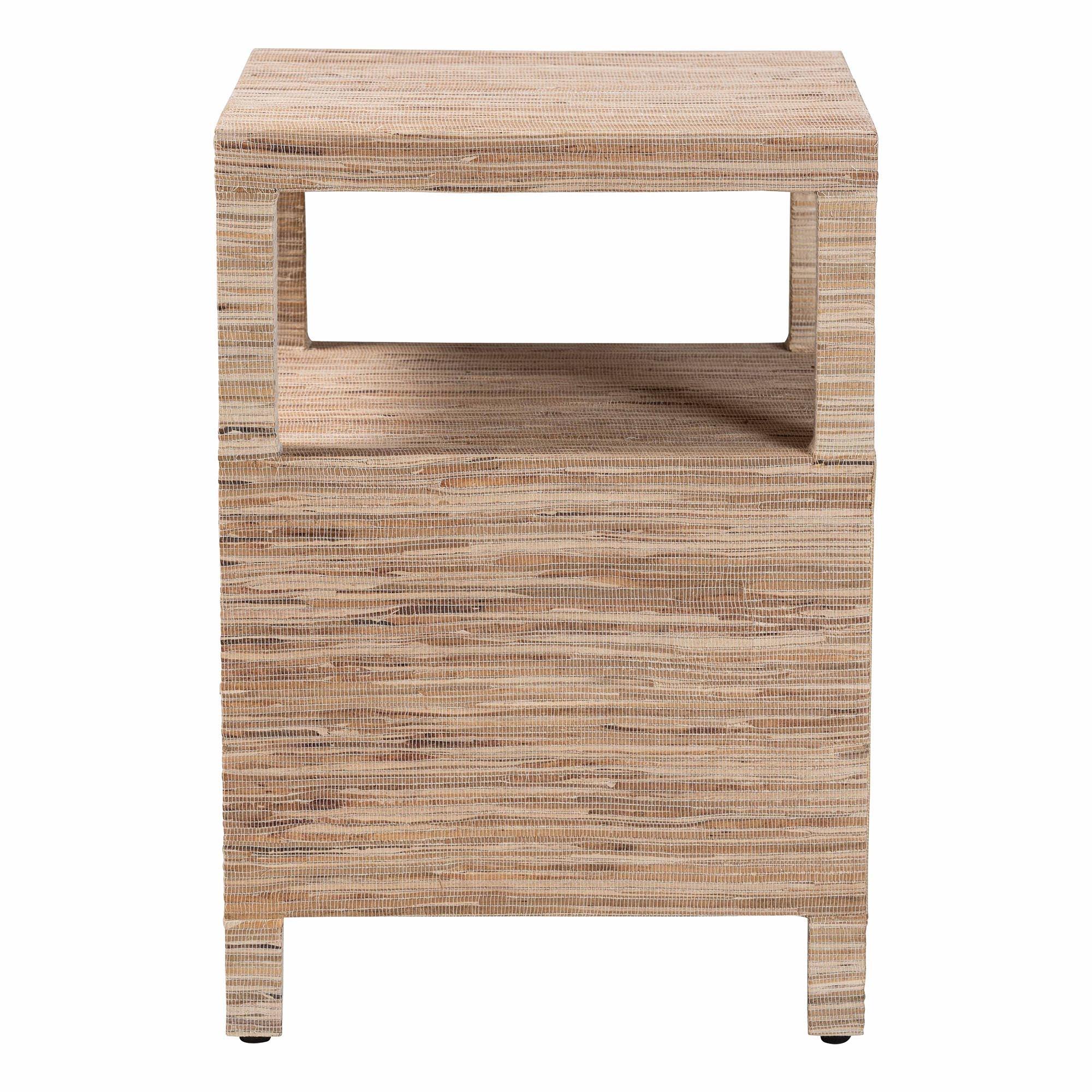 Bali & Pari Paine Bohemian Woven Grasscloth 2-Drawer Nightstand