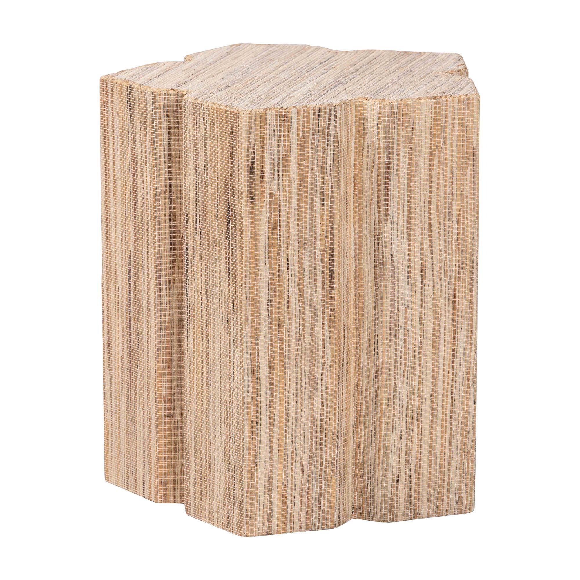 Bali & Pari Janeth Bohemian Woven Grasscloth End Table