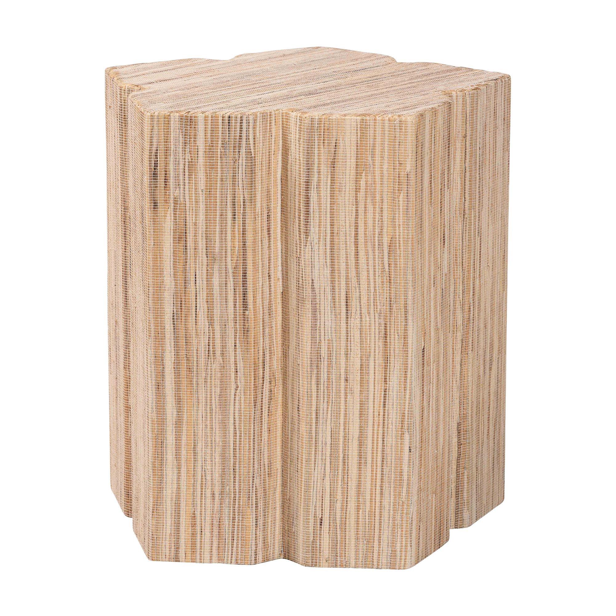 Bali & Pari Janeth Bohemian Woven Grasscloth End Table