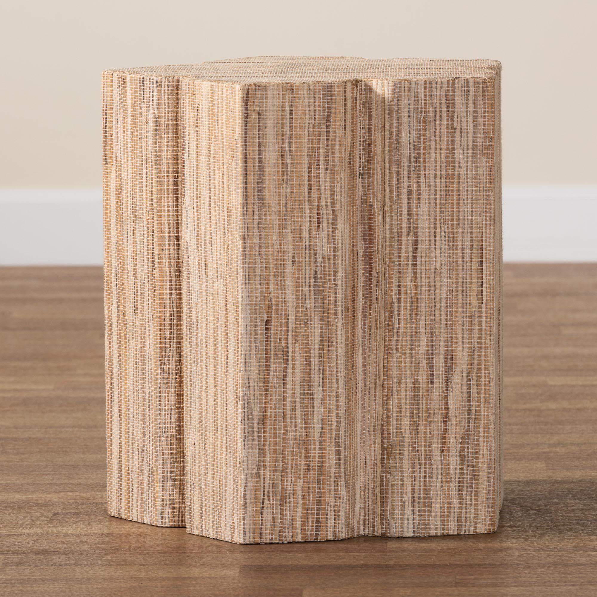Bali & Pari Janeth Bohemian Woven Grasscloth End Table