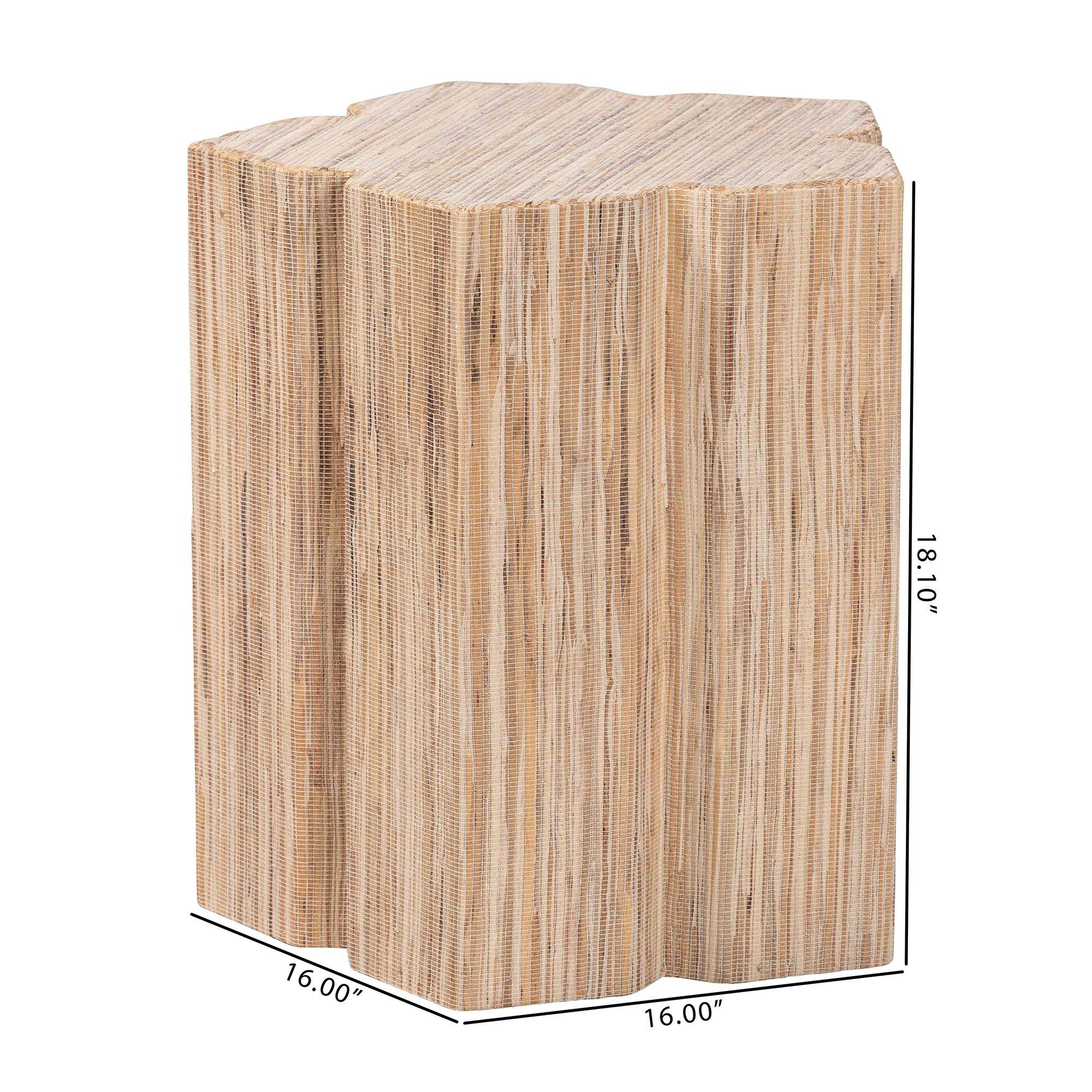 Bali & Pari Janeth Bohemian Woven Grasscloth End Table