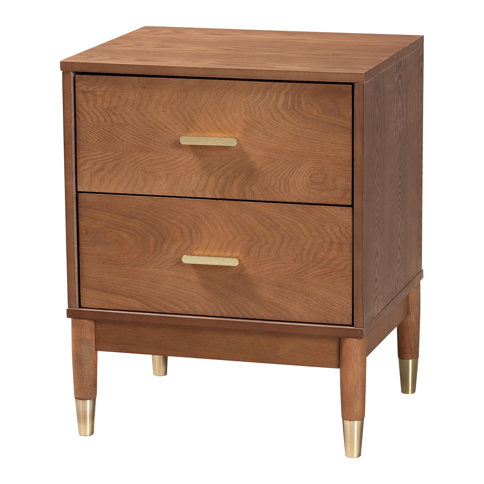 Mandolin Mid-Century Ash Wood 2-Drawer Nightstand