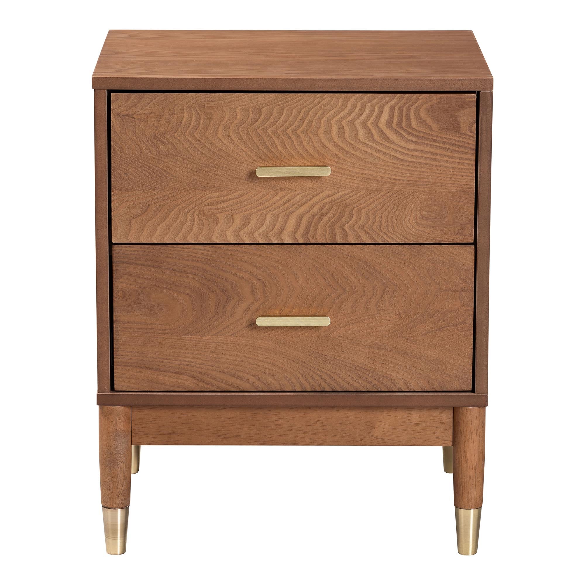 Mandolin Mid-Century Ash Wood 2-Drawer Nightstand