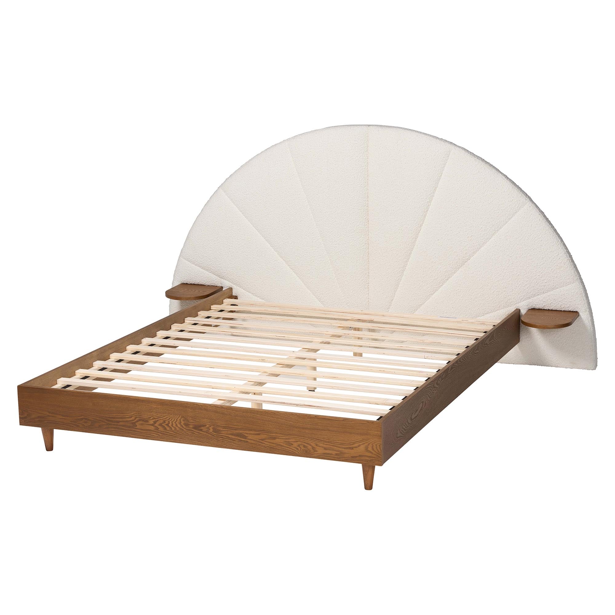 Bernice Japandi Cream Boucle and Wood Bed