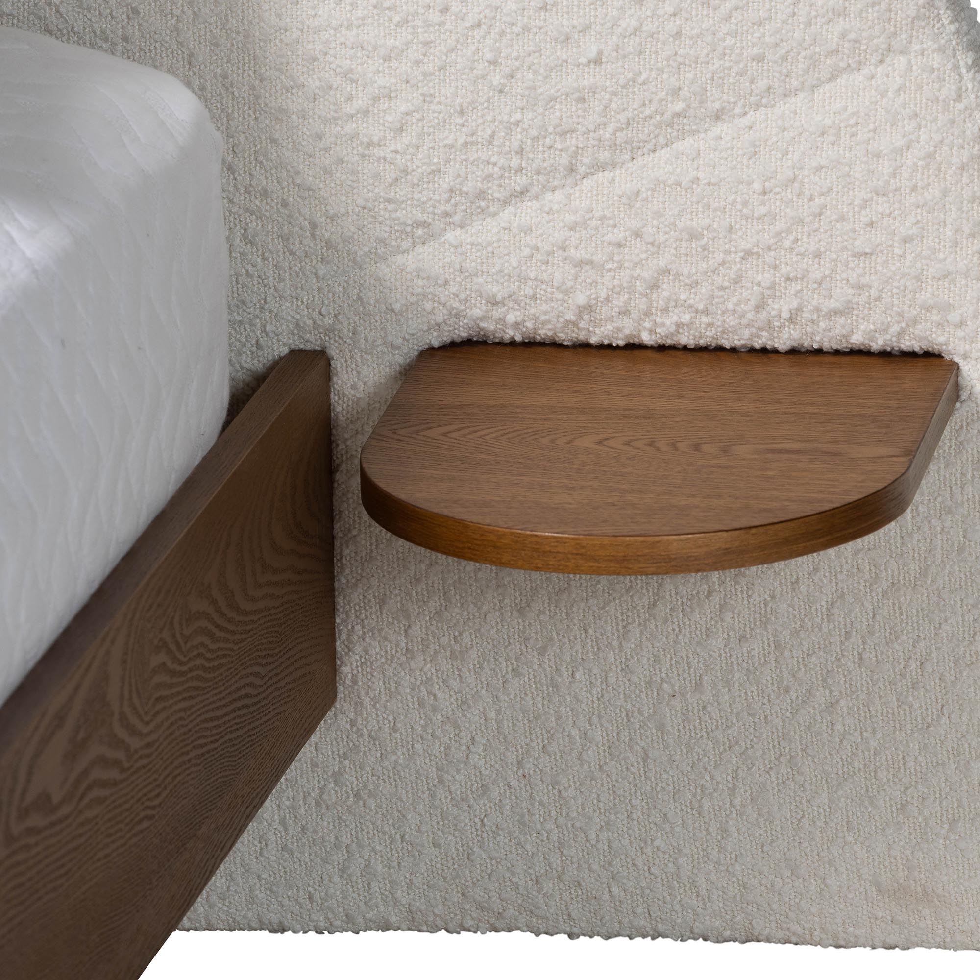 Bernice Japandi Cream Boucle and Wood Bed