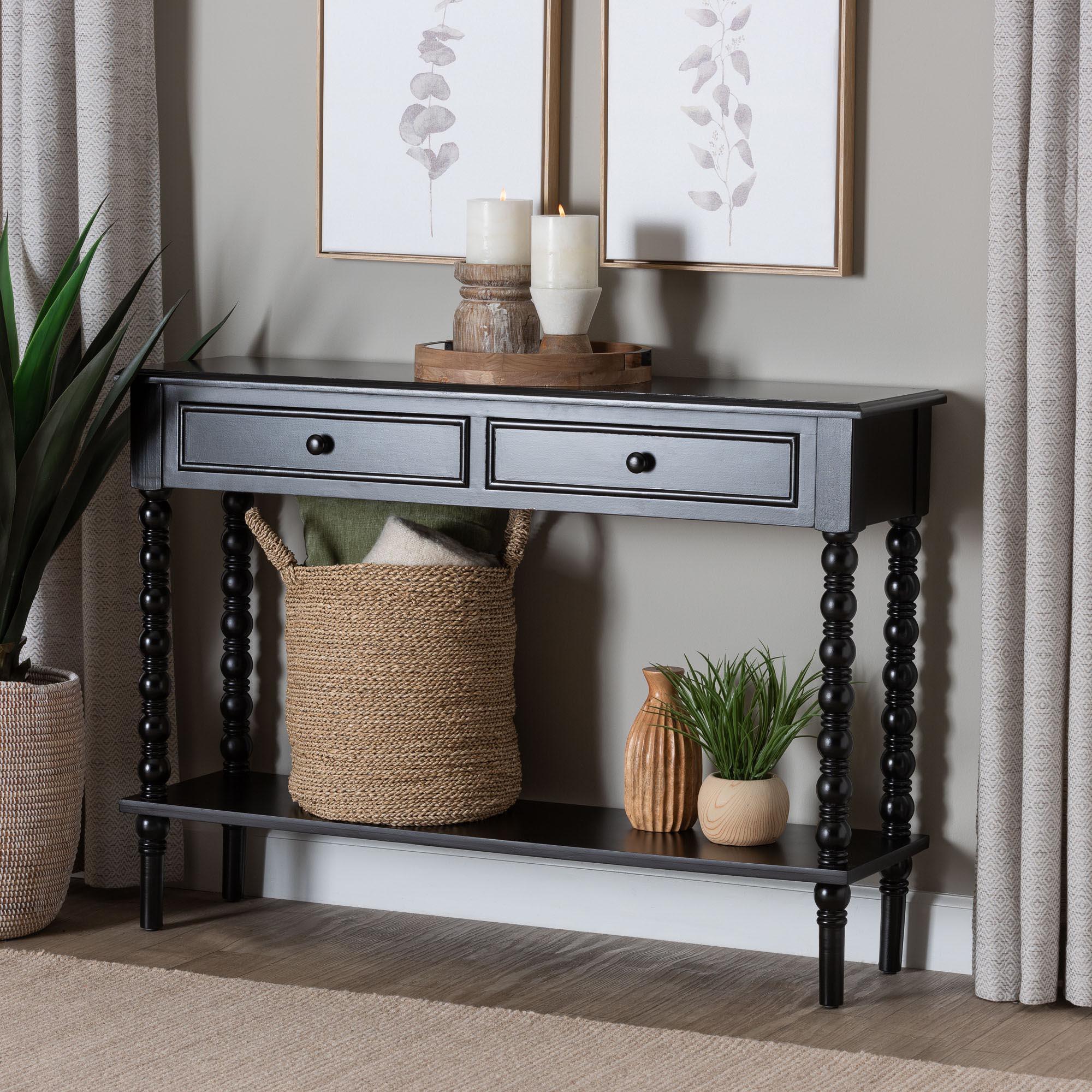 Malinda Classic Wood 2-Drawer Console Table