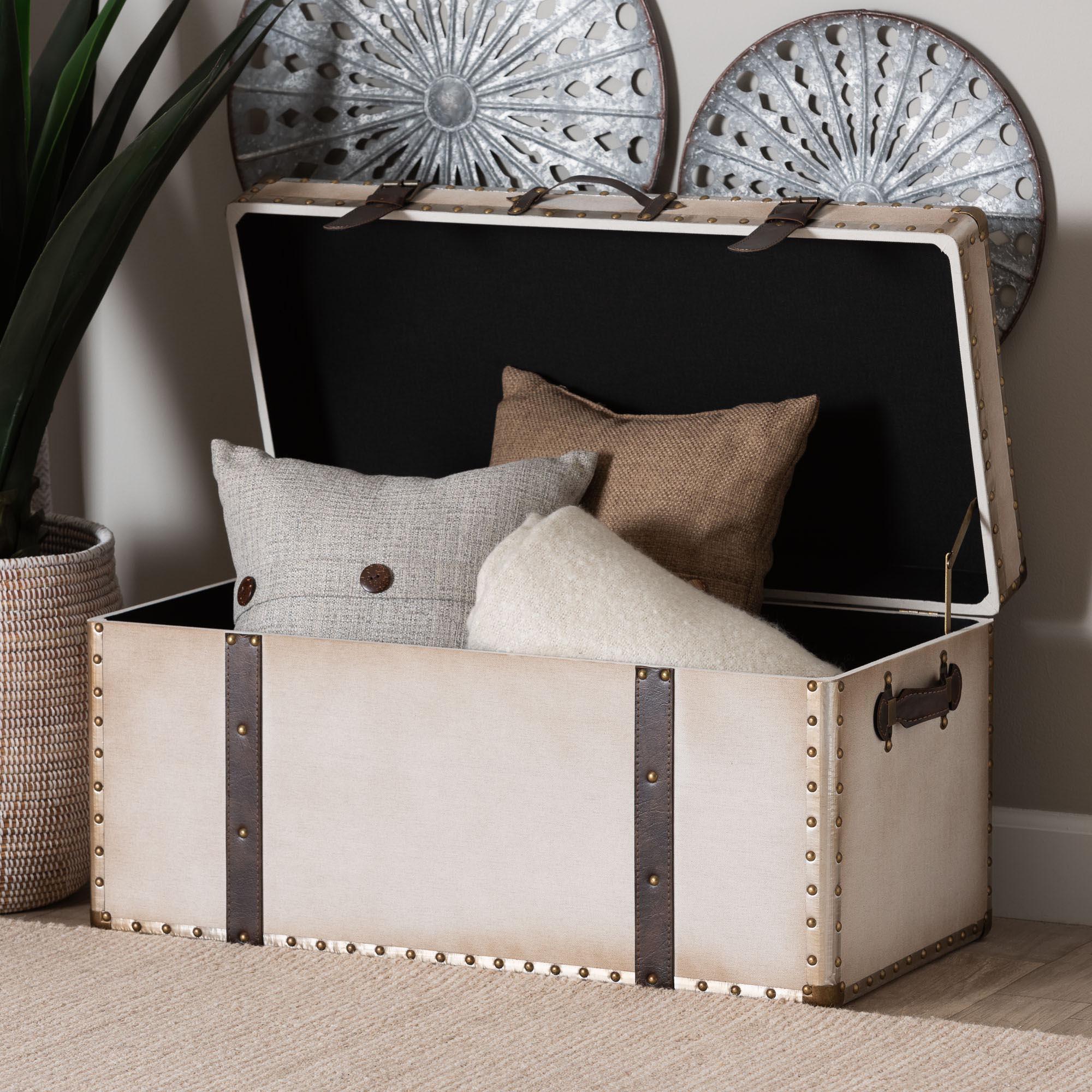 Nevio Vintage Weathered Canvas Storage Trunk