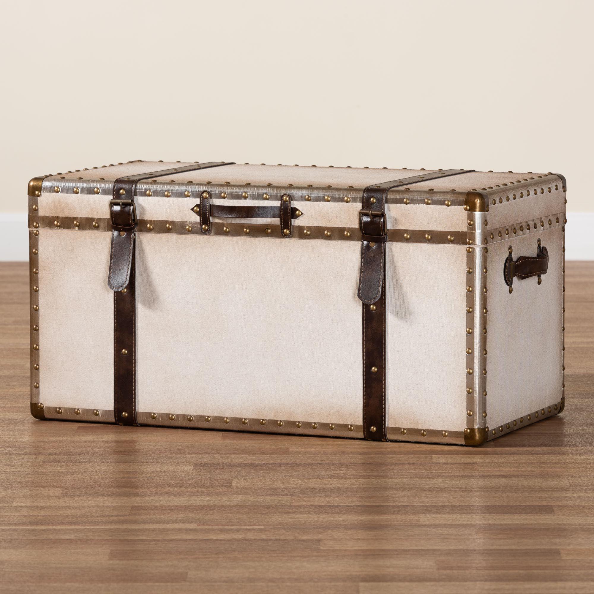 Nevio Vintage Weathered Canvas Storage Trunk