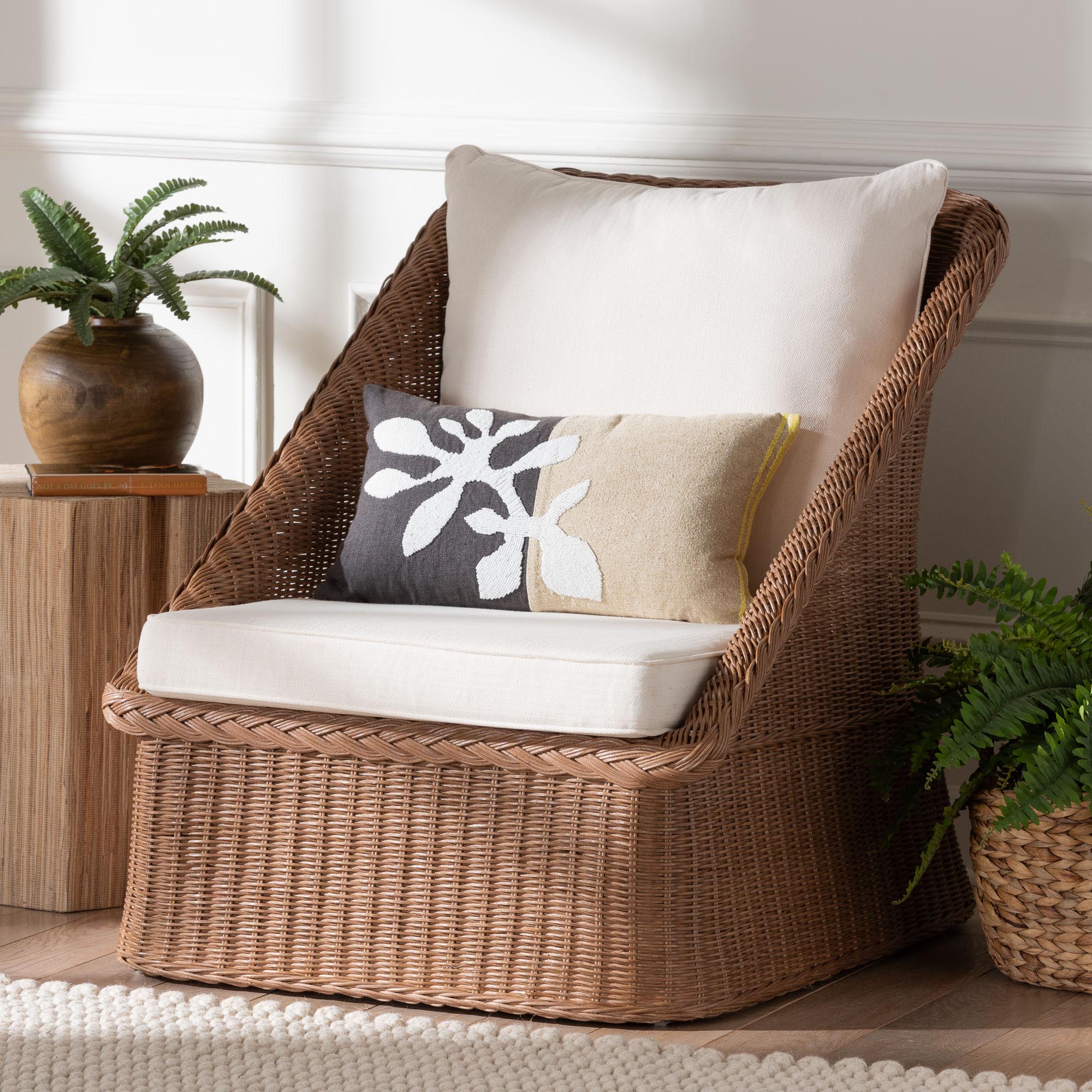 Bali & Pari Derris Bohemian Peanut Braided Rattan Arm Chair