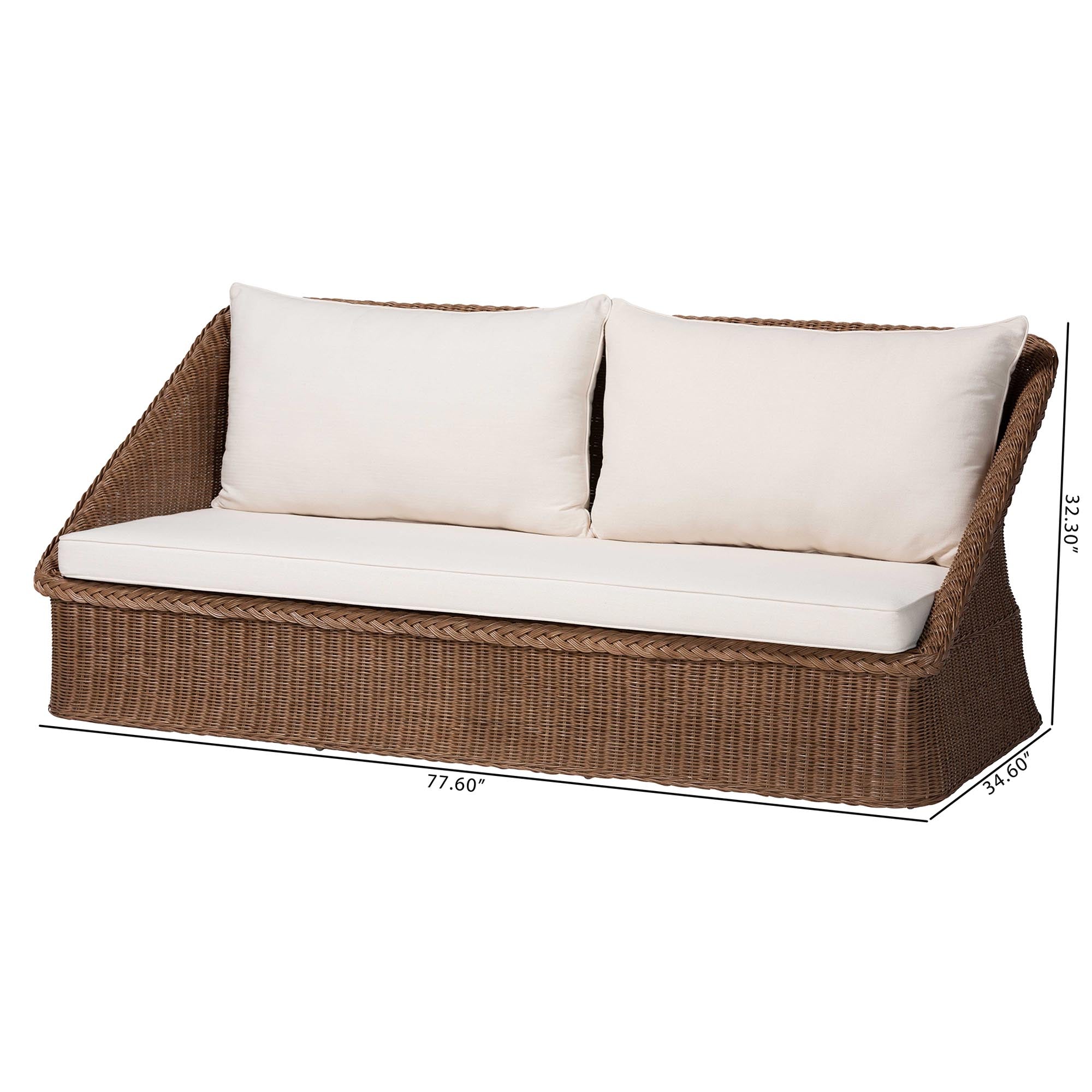 Bali & Pari Derris Bohemian Peanut Braided Rattan Sofa