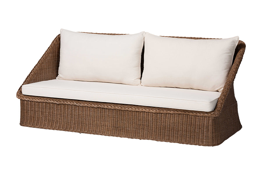 Bali & Pari Derris Bohemian Peanut Braided Rattan Sofa