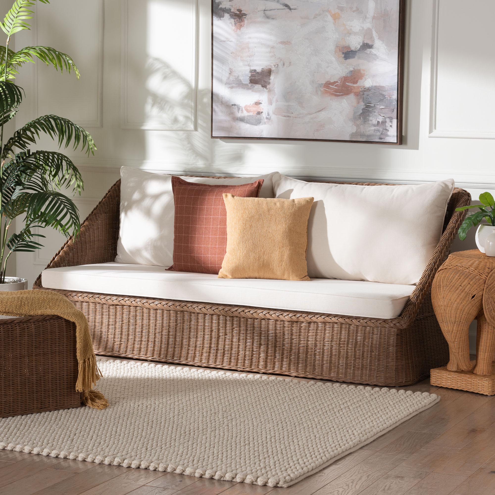 Bali & Pari Derris Bohemian Peanut Braided Rattan Sofa